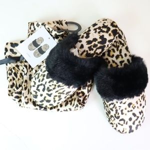 NWT INC Animal Print Faux Fur Slippers SZ 7-8M
